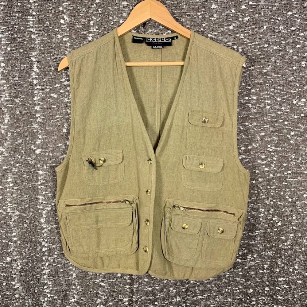 Vintage Tribes Brown Cotton Utility Vest Fishing Gorpcore Women's Small